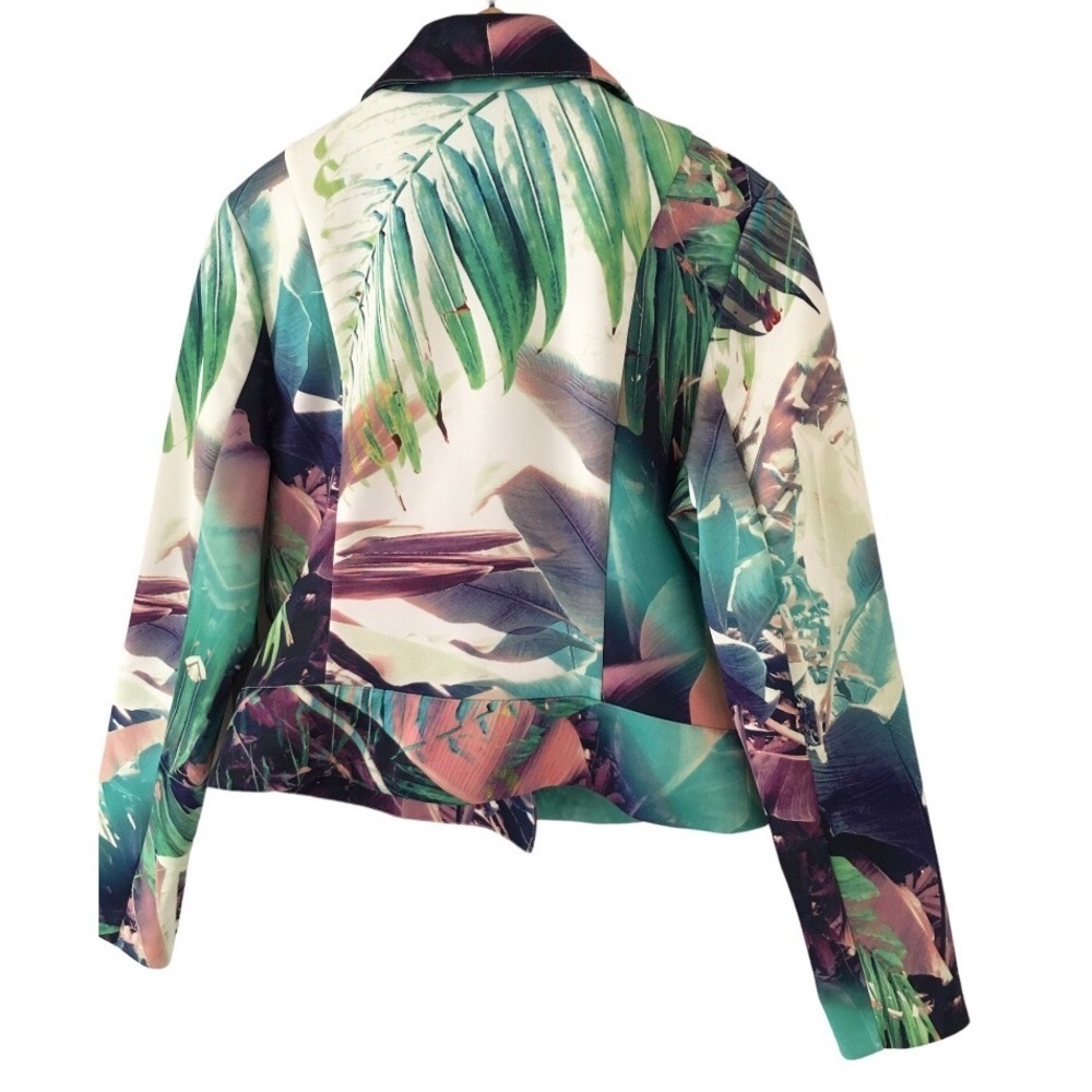 NWT Jennifer Lopez Tropical Print Moto Jacket Size M - Picture 11 of 16